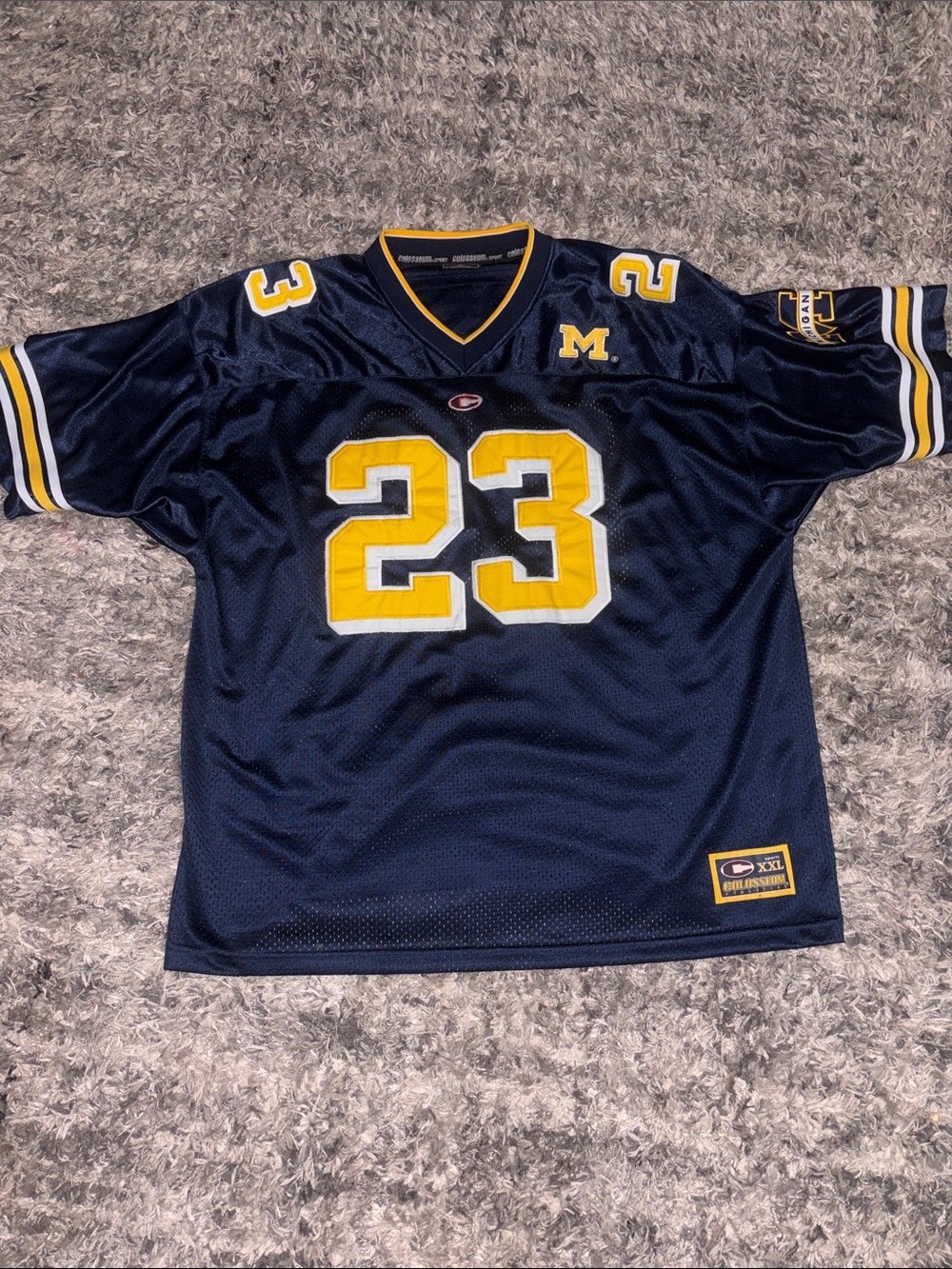 Vintage University of Michigan Wolverines Jersey XL Colosseum #23 Blue Mesh